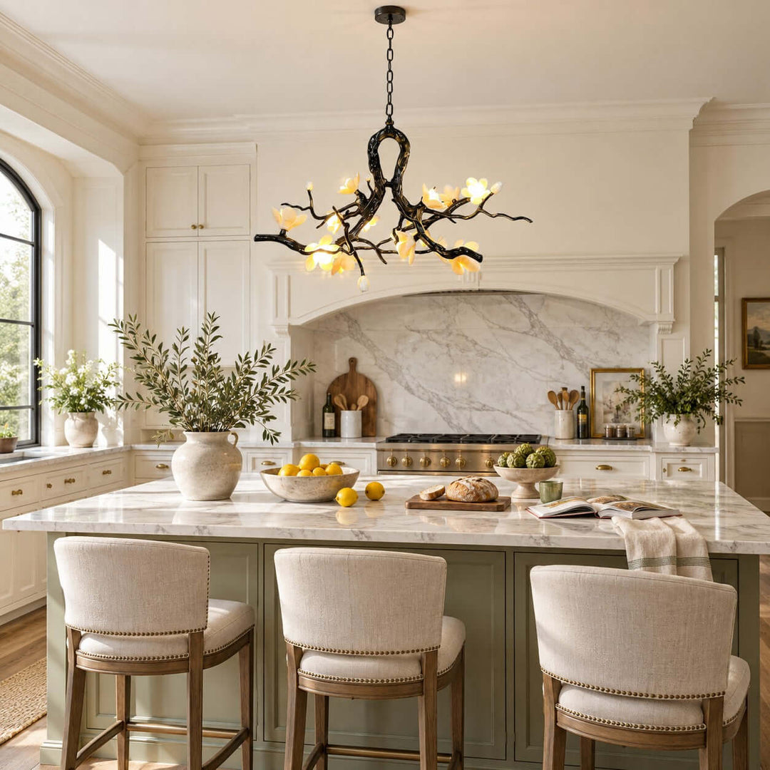 Brivayne Statement Chandelier with Ceramic Buds for Dining Rooms