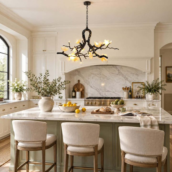 Brivayne Statement Chandelier with Ceramic Buds for Dining Rooms