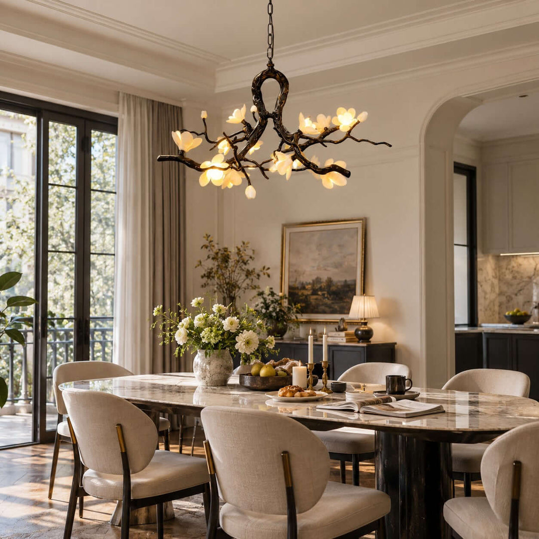 Brivayne Statement Chandelier with Ceramic Buds for Dining Rooms