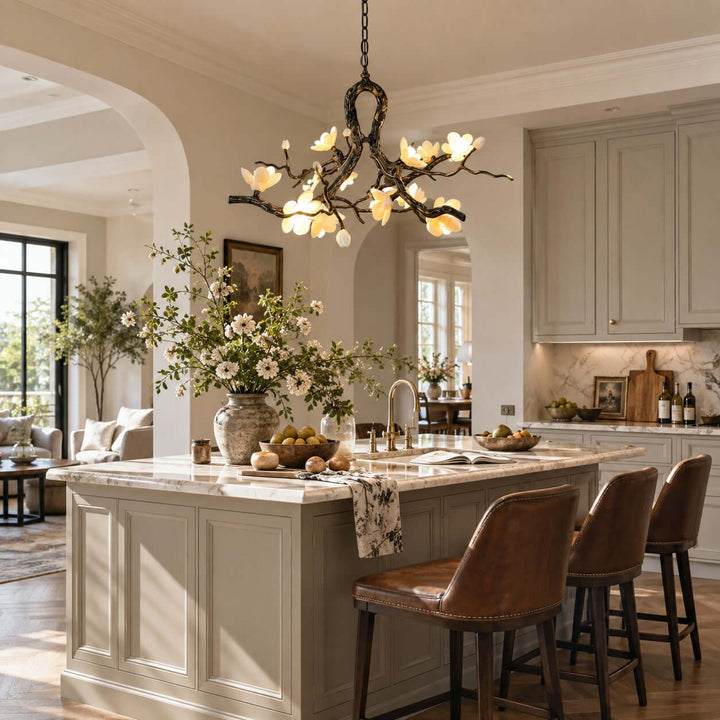 Brivayne Statement Chandelier with Ceramic Buds for Dining Rooms