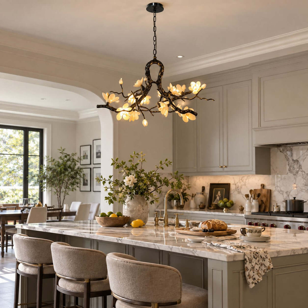 Brivayne Statement Chandelier with Ceramic Buds for Dining Rooms