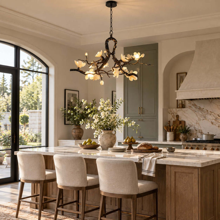 Brivayne Statement Chandelier with Ceramic Buds for Dining Rooms