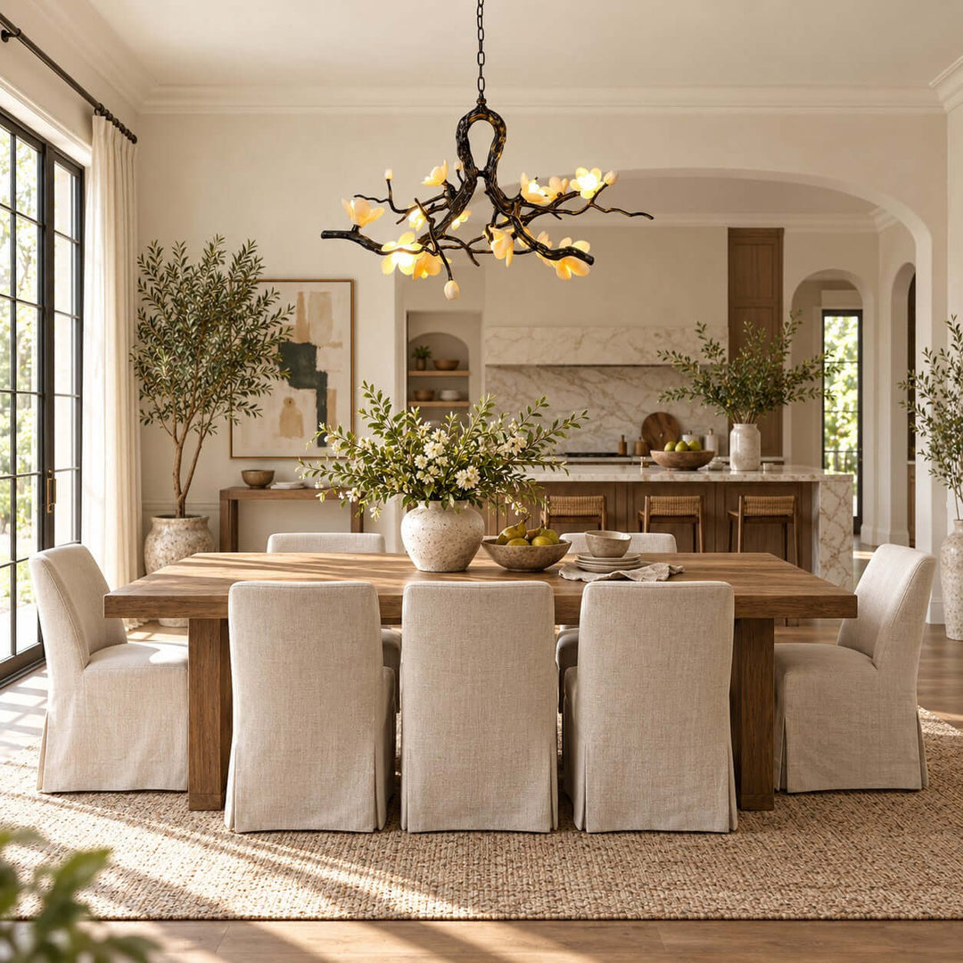Brivayne Statement Chandelier with Ceramic Buds for Dining Rooms