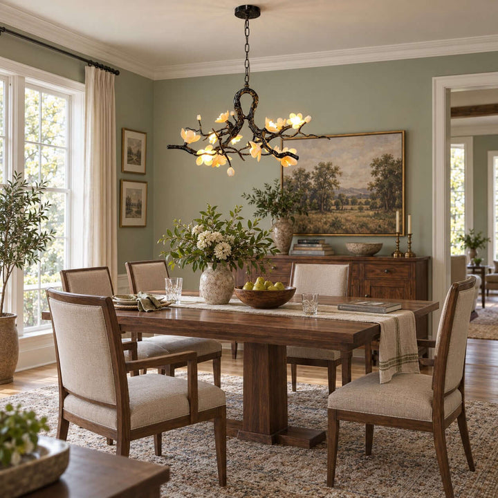Brivayne Statement Chandelier with Ceramic Buds for Dining Rooms
