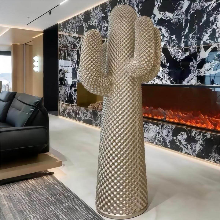 Art Deco cactus sculpture floor lamp in modern living room design, enhancing floor lights for living room décor.