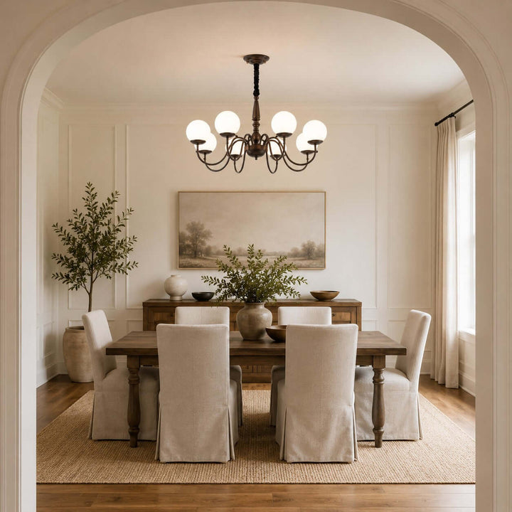 Caldwell Chandelier - American Vintage Dining Room Glass Light | Vinlighting
