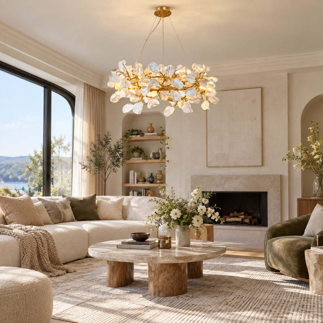 Calenor Chandelier Floral Ceramic Chandelier for Living Rooms &amp; Dining