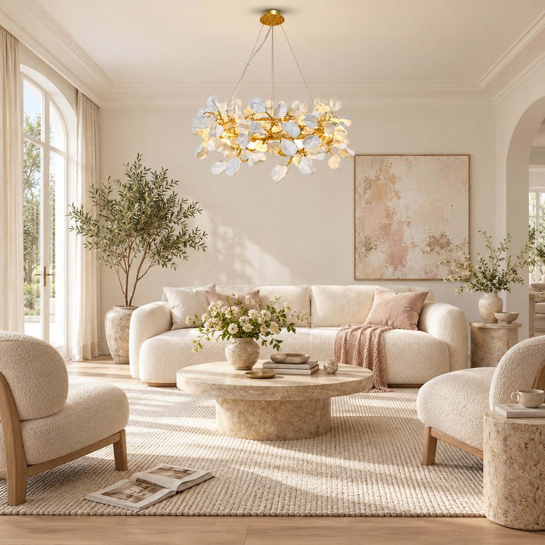 Calenor Chandelier Floral Ceramic Chandelier for Living Rooms &amp; Dining
