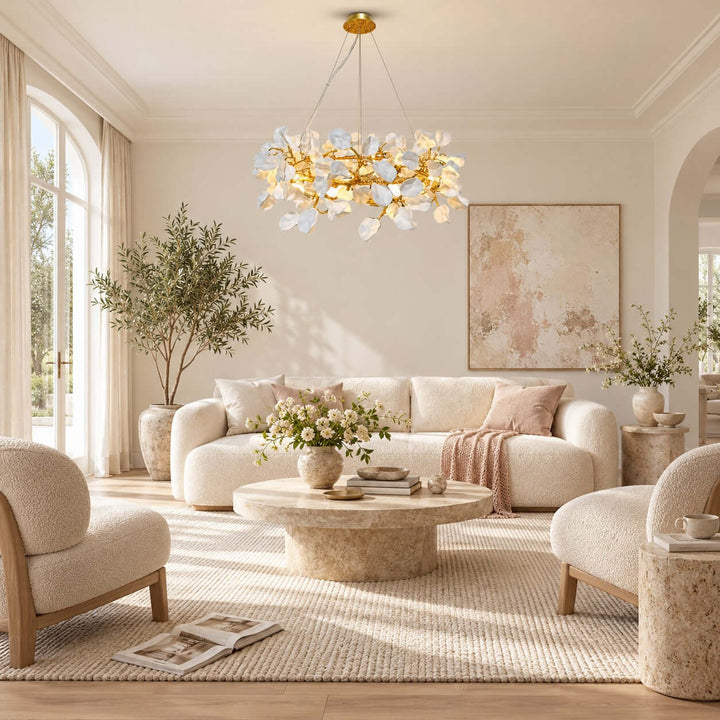 Calenor Chandelier Floral Ceramic Chandelier for Living Rooms &amp; Dining