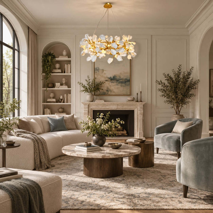 Calenor Chandelier Floral Ceramic Chandelier for Living Rooms &amp; Dining