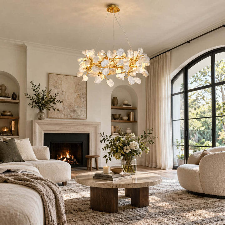 Calenor Chandelier Floral Ceramic Chandelier for Living Rooms &amp; Dining
