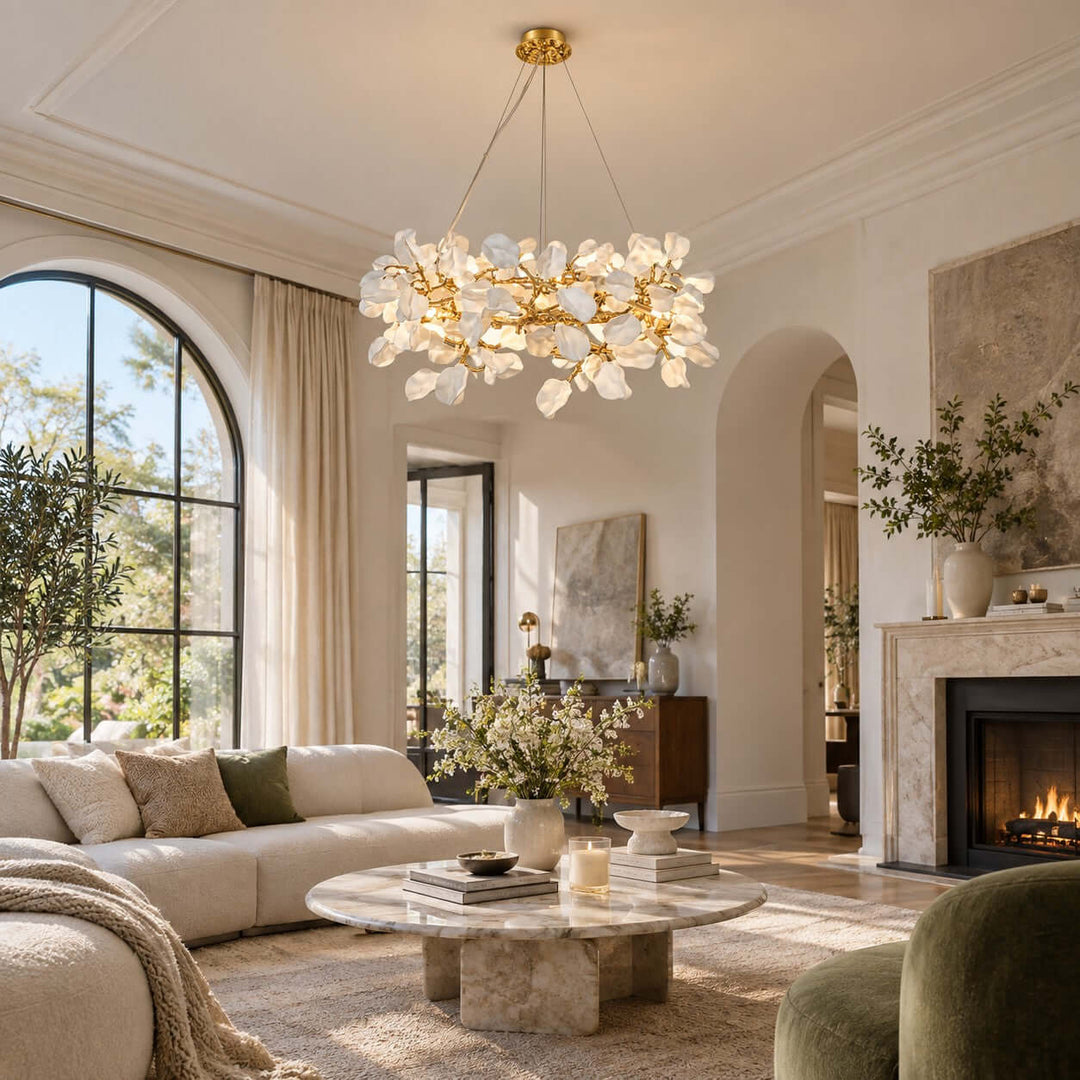 Calenor Chandelier Floral Ceramic Chandelier for Living Rooms &amp; Dining