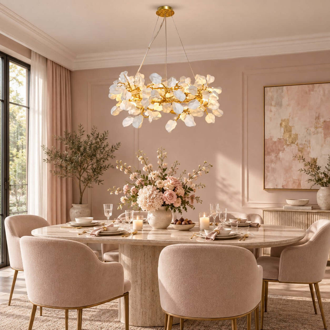 Calenor Chandelier Floral Ceramic Chandelier for Living Rooms &amp; Dining