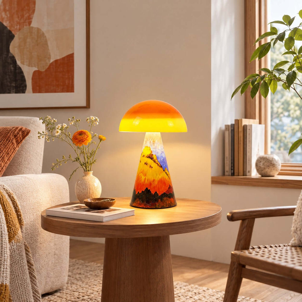 Calida Modern Painted Acrylic Mushroom Table Lamp for Bedroom Desk