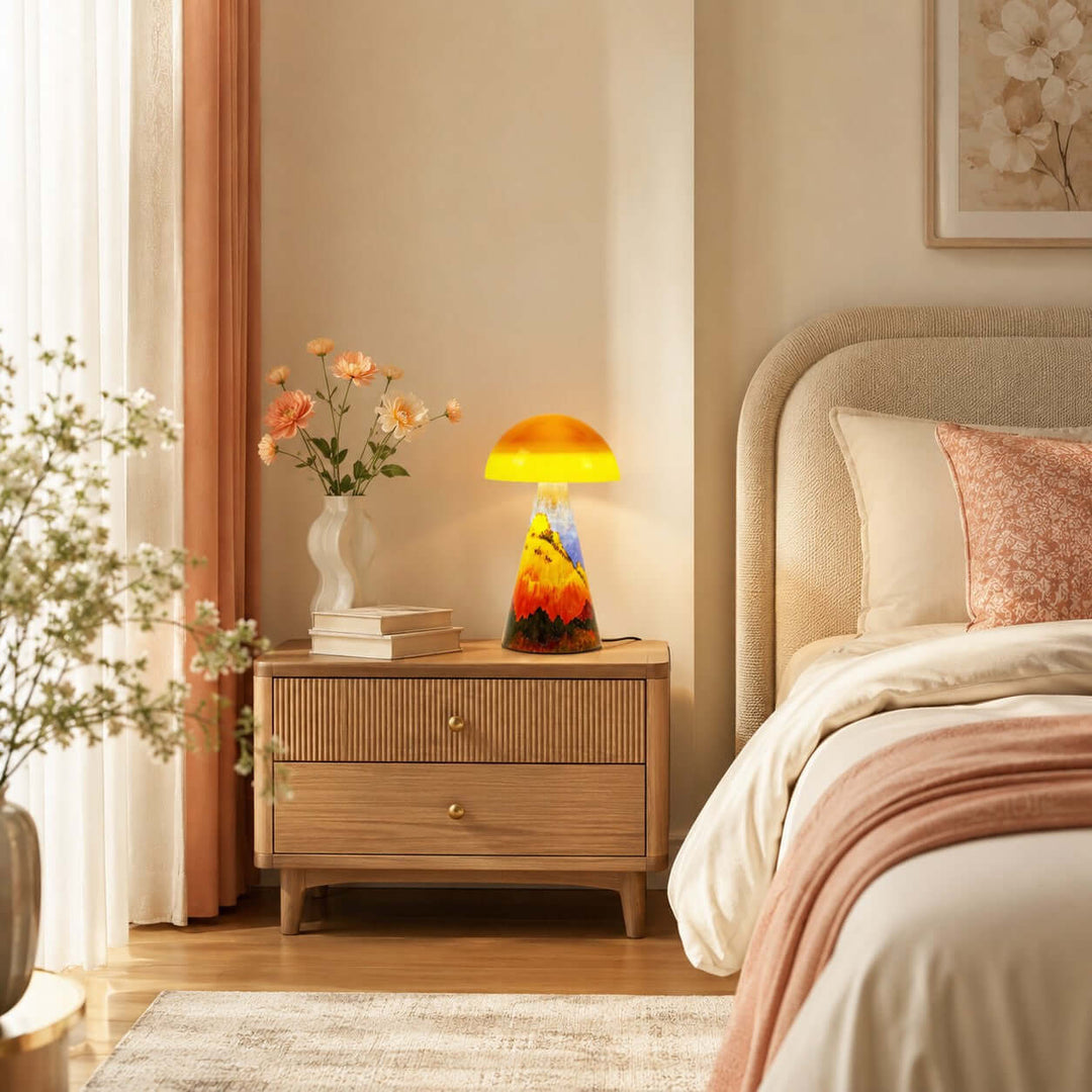 Calida Modern Painted Acrylic Mushroom Table Lamp for Bedroom Desk