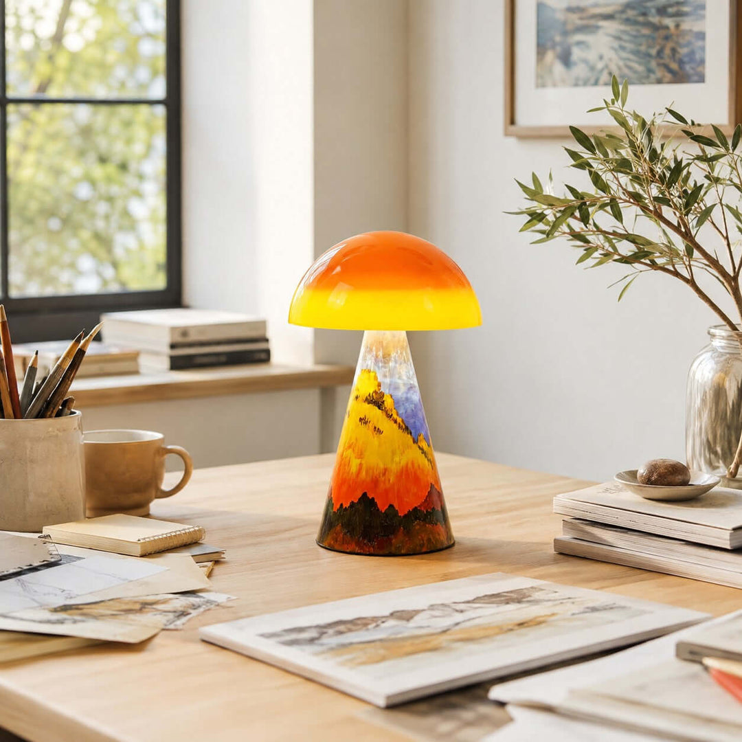 Calida Modern Painted Acrylic Mushroom Table Lamp for Bedroom Desk