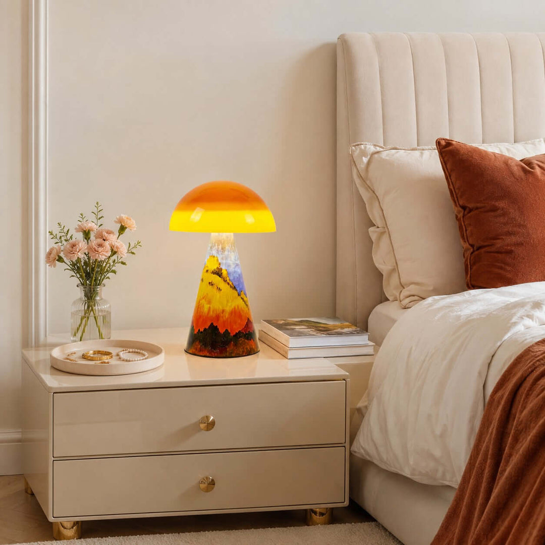 Calida Modern Painted Acrylic Mushroom Table Lamp for Bedroom Desk