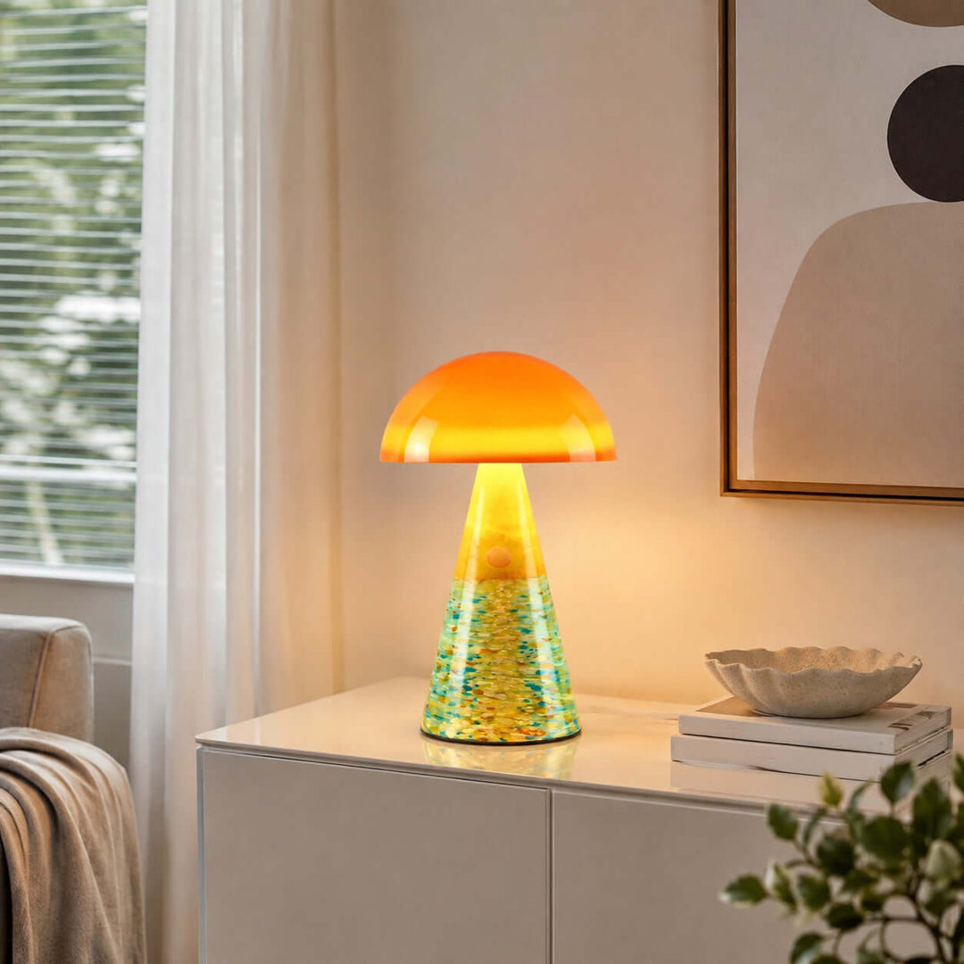 Calida Modern Painted Acrylic Mushroom Table Lamp for Bedroom Desk