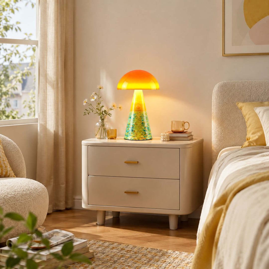 Calida Modern Painted Acrylic Mushroom Table Lamp for Bedroom Desk
