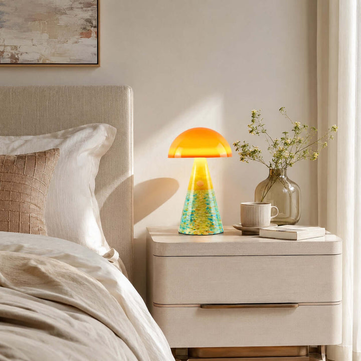 Calida Modern Painted Acrylic Mushroom Table Lamp for Bedroom Desk