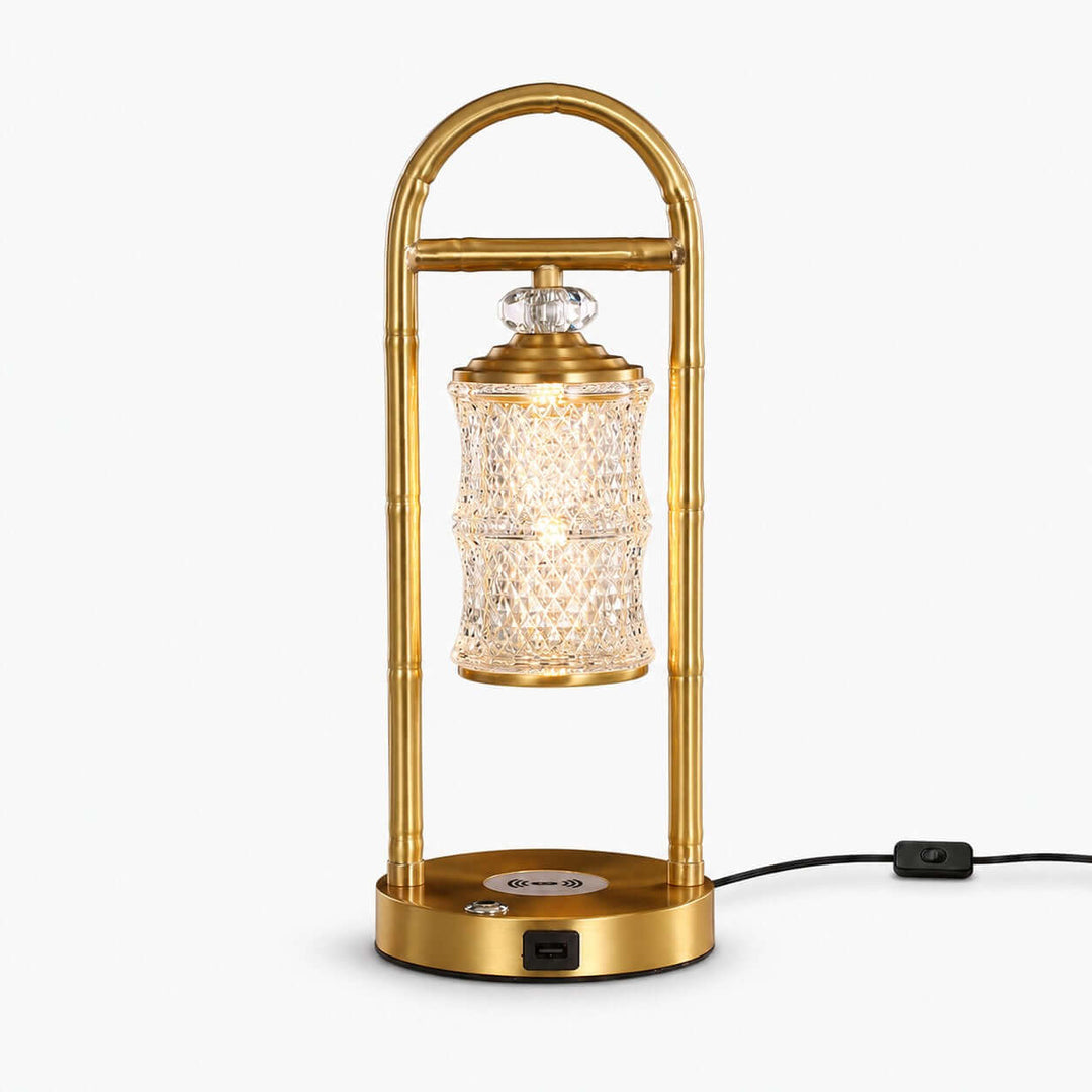 Calira Brass-Tone Table Lamp with Wireless and USB Charging