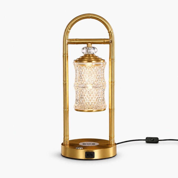 Calira Brass-Tone Table Lamp with Wireless and USB Charging