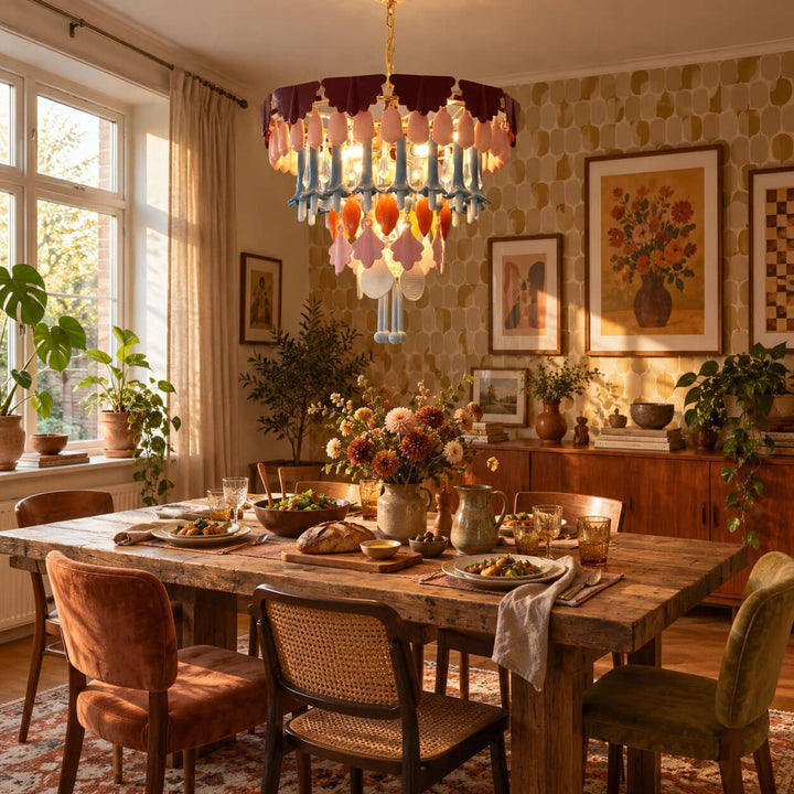 Calivra Chandelier - Colorful Ceramic and Glass Statement Light