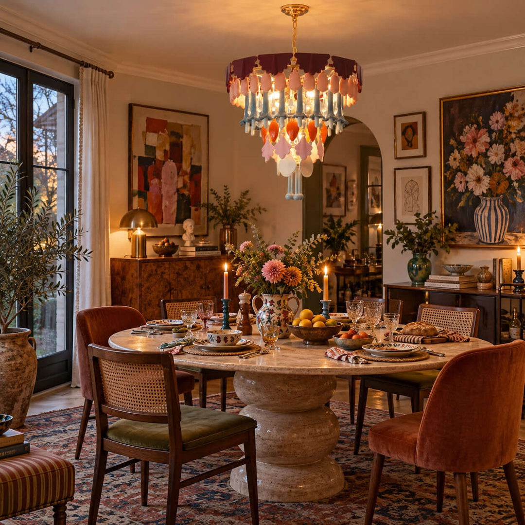 Calivra Chandelier - Colorful Ceramic and Glass Statement Light