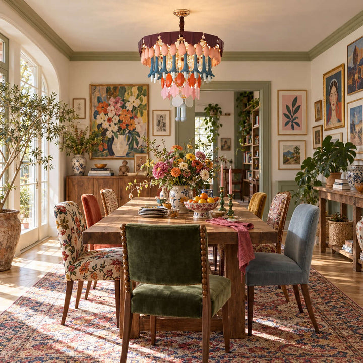 Calivra Chandelier - Colorful Ceramic and Glass Statement Light