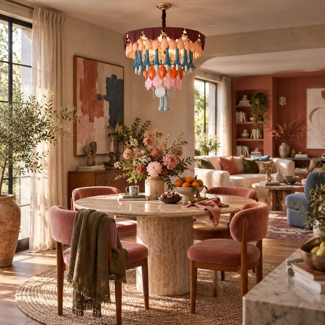 Calivra Chandelier - Colorful Ceramic and Glass Statement Light