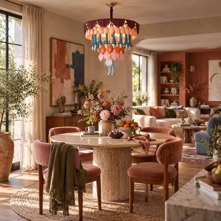 Calivra Chandelier - Colorful Ceramic and Glass Statement Light