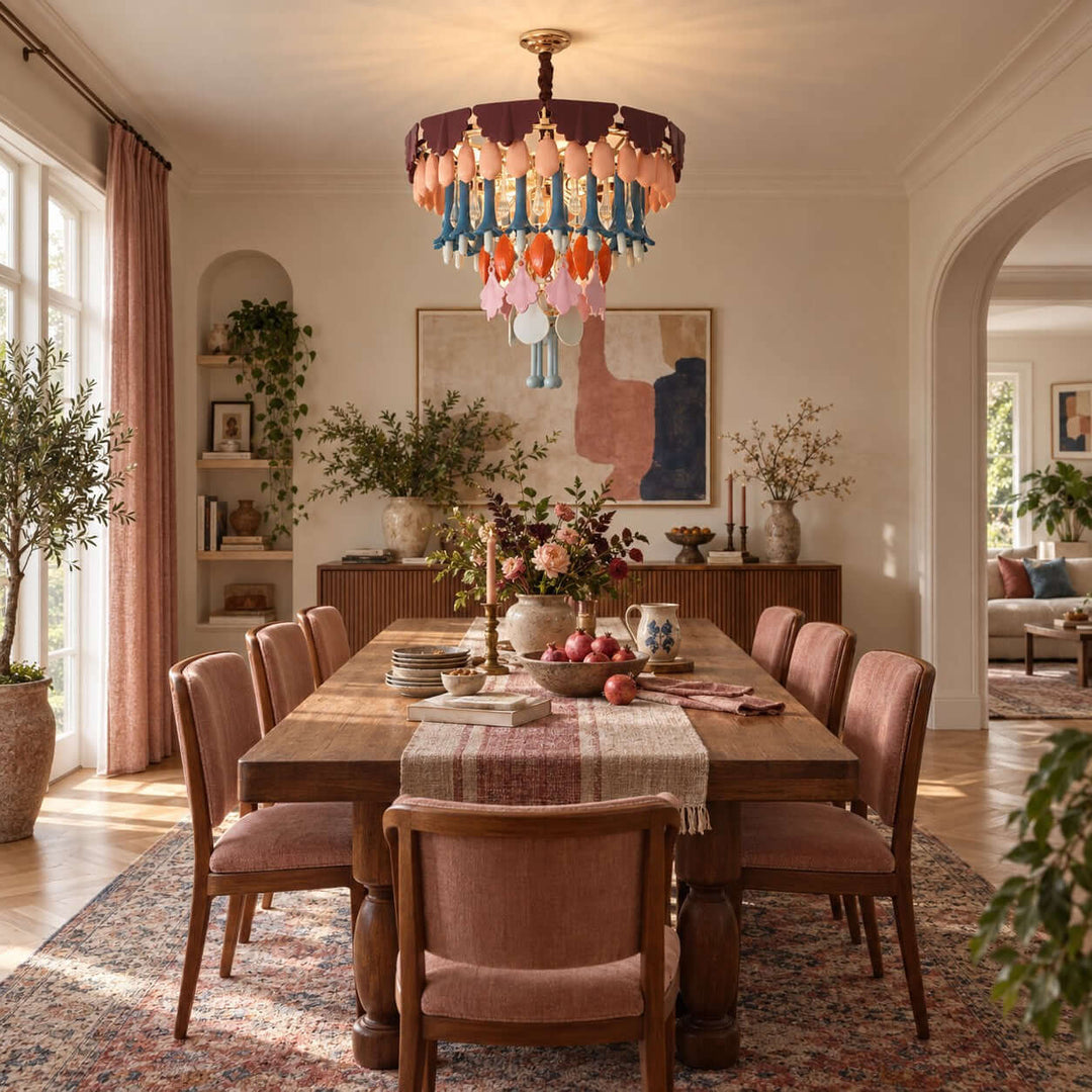 Calivra Chandelier - Colorful Ceramic and Glass Statement Light