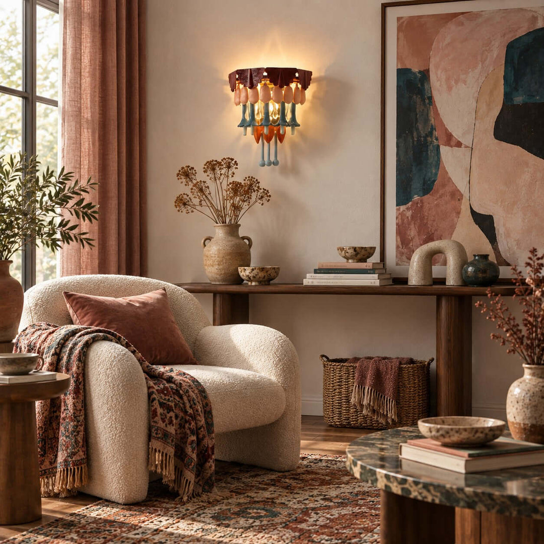 Calivra Wall Sconce | Hand-Glazed Ceramic for Living Room Decor