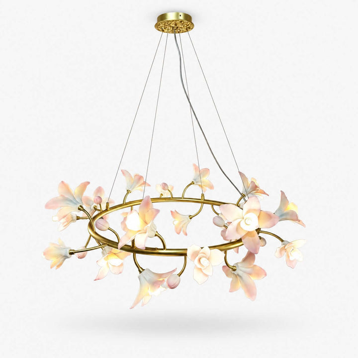 Calvessa Chandelier with Ceramic Flowers for Dining Room Decor