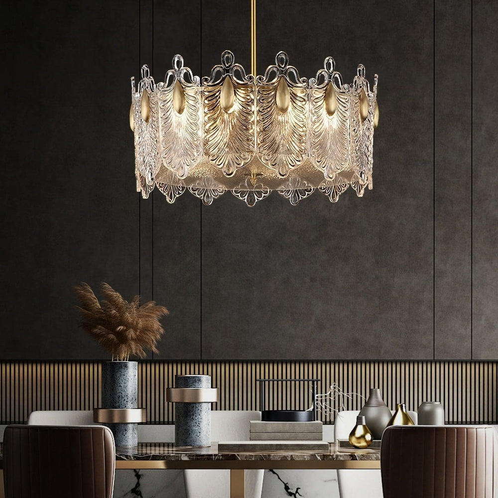 Calyra Chandelier - Modern Brass & Crystal Glass Lighting Fixture