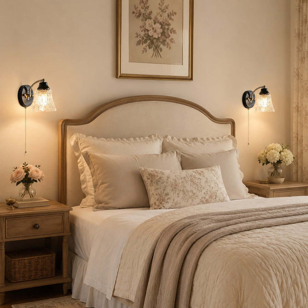 Camille Wall Sconce | French Vintage Floral Glass Wall Sconce | Vinlighting
