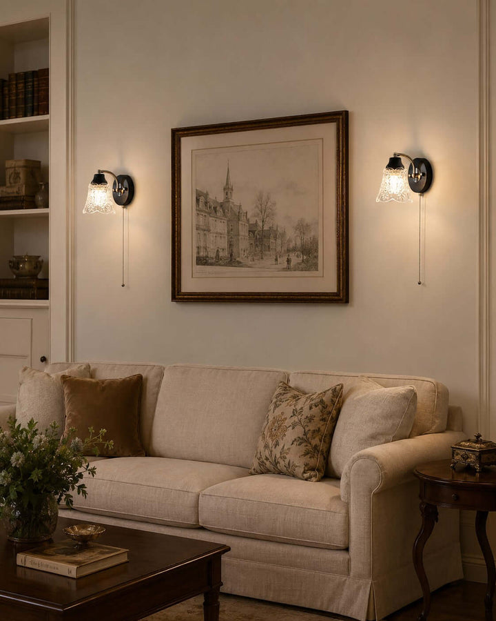 Camille Wall Sconce | French Vintage Floral Glass Wall Sconce | Vinlighting
