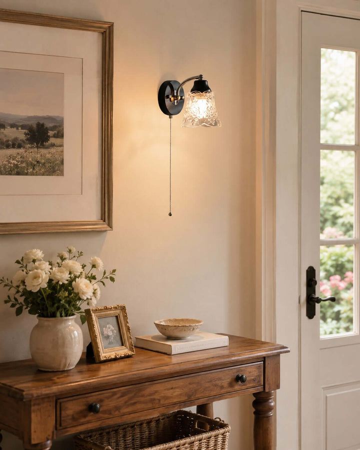 Camille Wall Sconce | French Vintage Floral Glass Wall Sconce | Vinlighting
