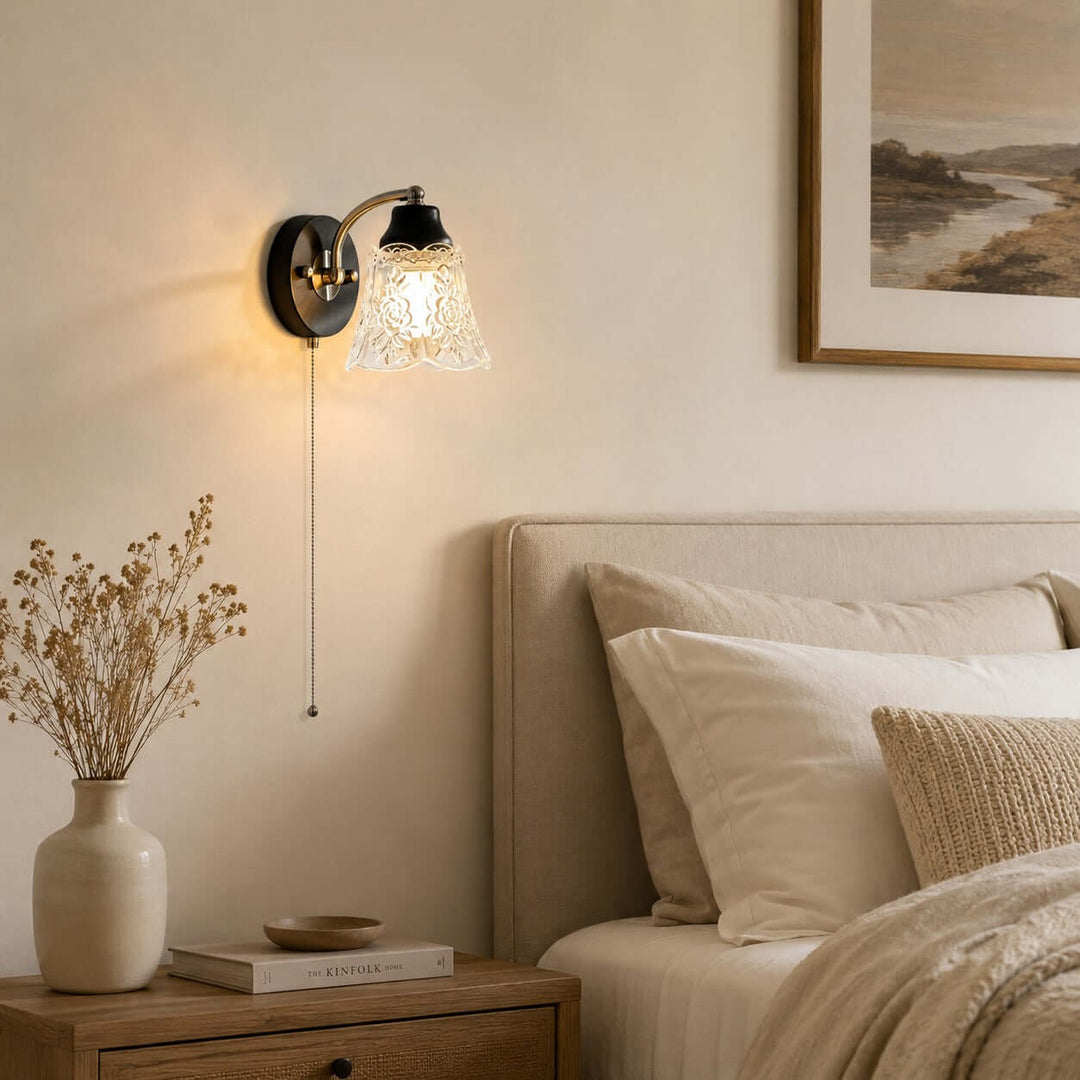 Camille Wall Sconce | French Vintage Floral Glass Wall Sconce | Vinlighting