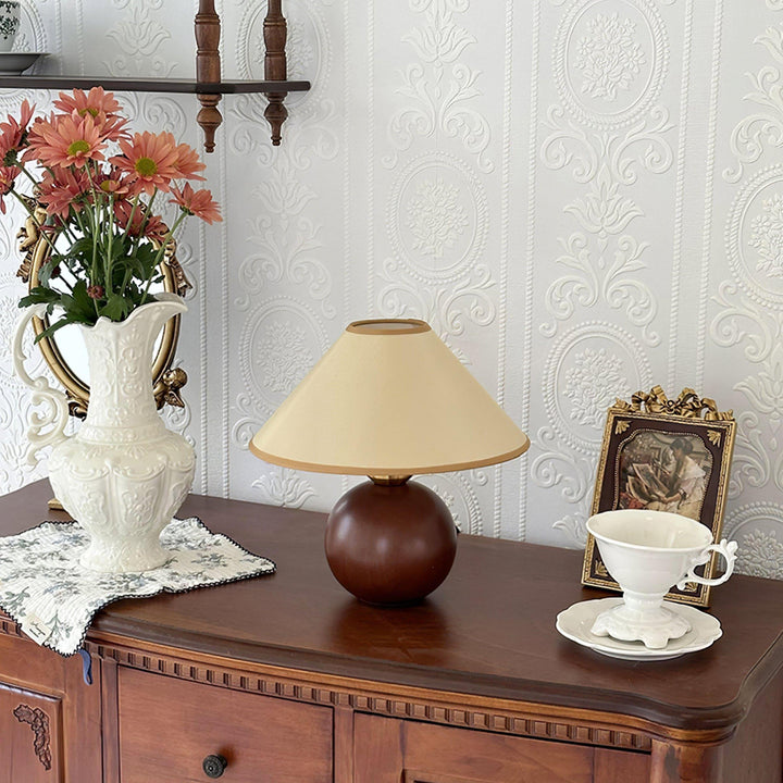 Cankut Wood Table Lamp | Vintage Retro Nightstand Fixture | Vinlighting | Vinlighting