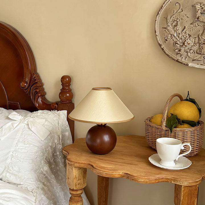 Cankut Wood Table Lamp | Vintage Retro Nightstand Fixture | Vinlighting | Vinlighting