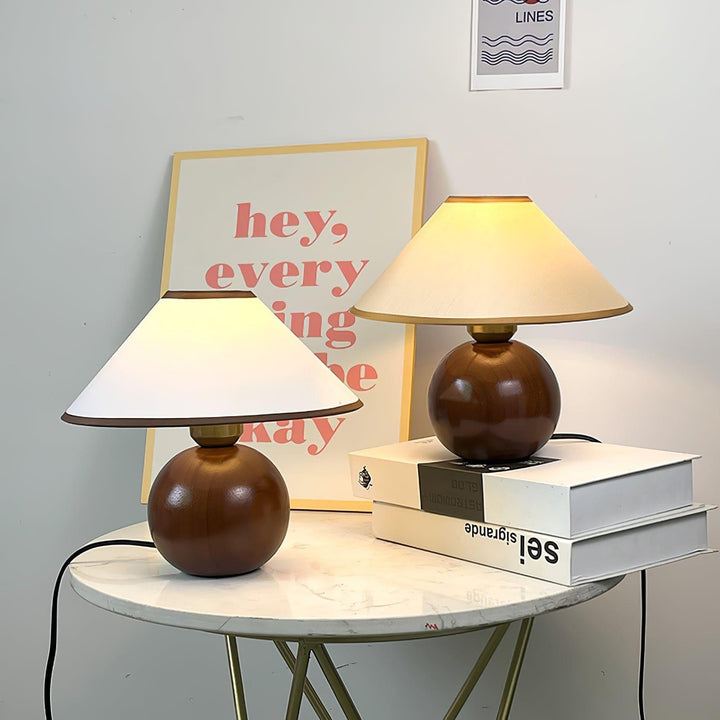 Cankut Wood Table Lamp | Vintage Retro Nightstand Fixture | Vinlighting | Vinlighting