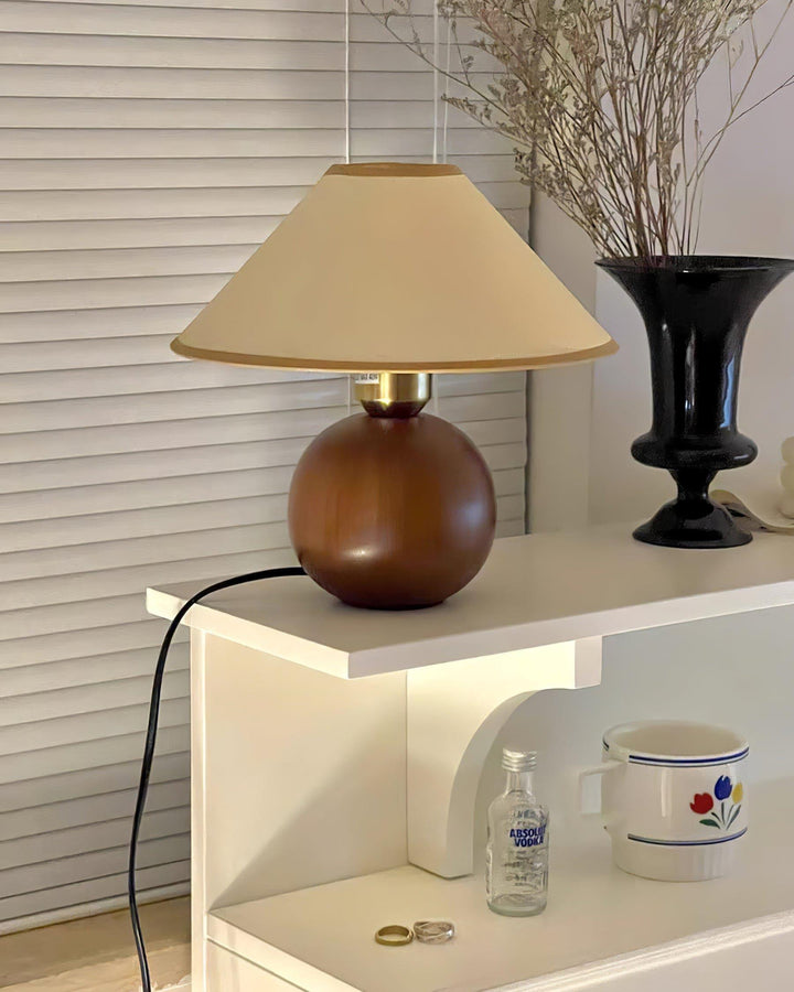 Cankut Wood Table Lamp | Vintage Retro Nightstand Fixture | Vinlighting | Vinlighting
