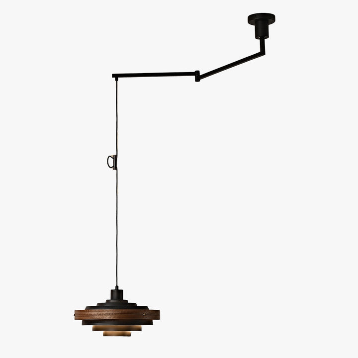 Carmen Swing Arm Pendant Lamp – Stylish Wood Tiered Pendant Light | Vinlighting