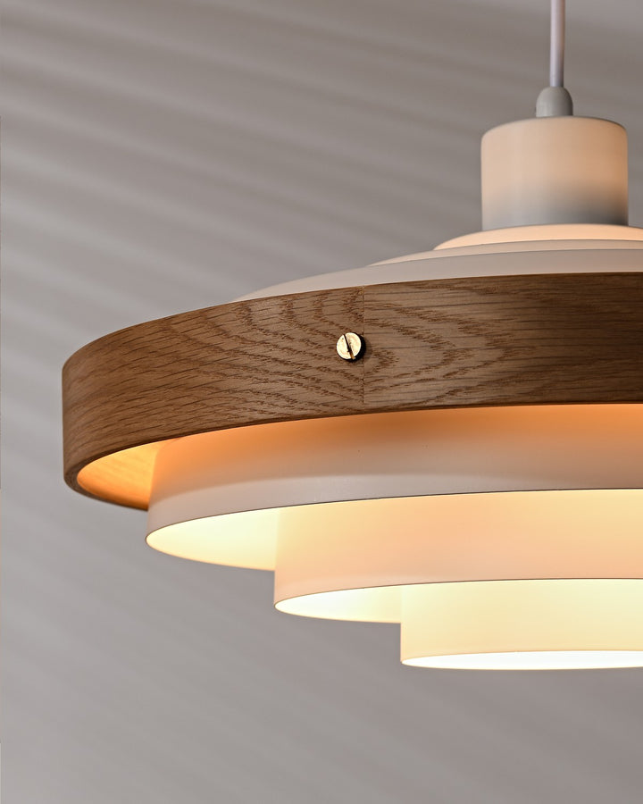Carmen Swing Arm Pendant Lamp – Stylish Wood Tiered Pendant Light | Vinlighting