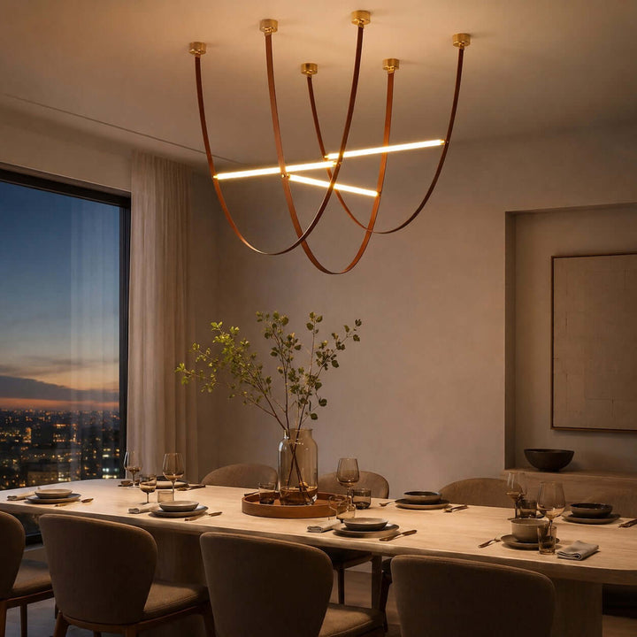 Brown Leather LED Pendant Light for Modern Interiors | Vinlighting