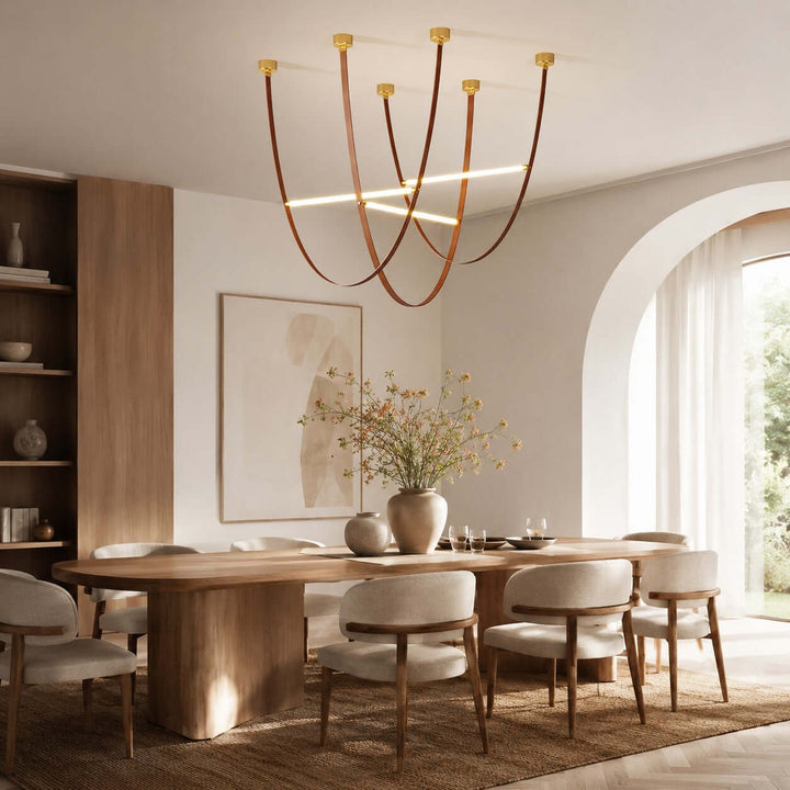 Brown Leather LED Pendant Light for Modern Interiors | Vinlighting