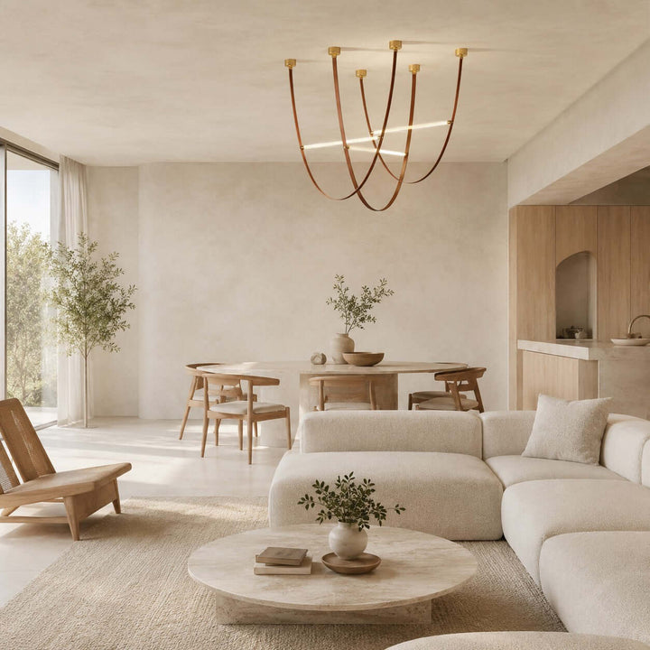 Brown Leather LED Pendant Light for Modern Interiors | Vinlighting