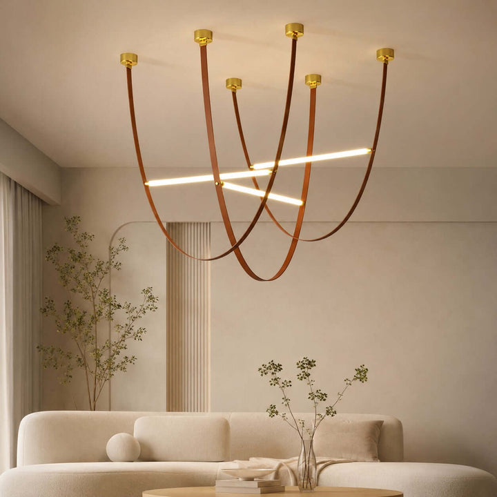 Brown Leather LED Pendant Light for Modern Interiors | Vinlighting