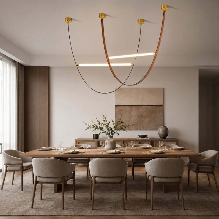 Brown Leather LED Pendant Light for Modern Interiors | Vinlighting